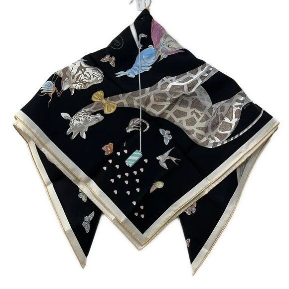 HERMES Carre 90 - Black Light Pink Multi Scarf 514-071825 - Picture 2 of 6